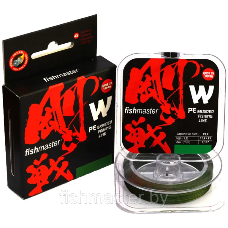 ПЛЕТЕНЫЙ ШНУР Fishmaster W4 PE Moss Green 100м, 0,265мм, 18,2кг