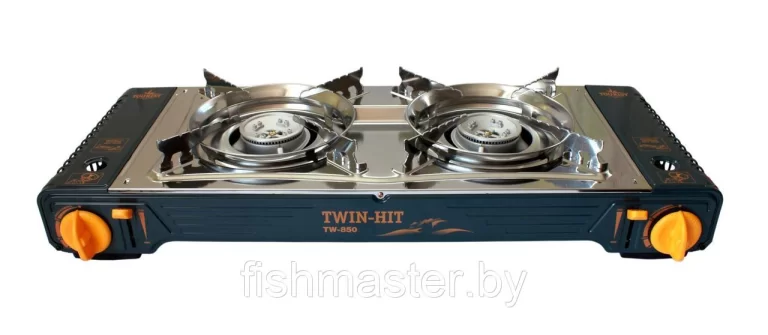 Плита газовая в кейсе TOURIST TWIN-HIT TW-850 двухконфорочная с переходником