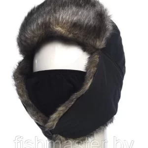 Шапка ушанка зимняя HUNTSMAN Евро Волк с маской цвет Черный ткань Taslan