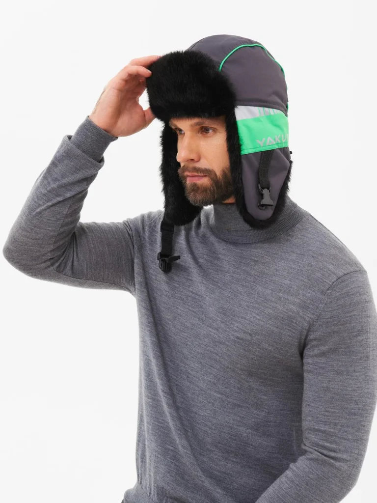 Шапка ушанка зимняя HUNTSMAN Elbrus цв Тёмно-серый мех Норка тк Galaxy Breathable
