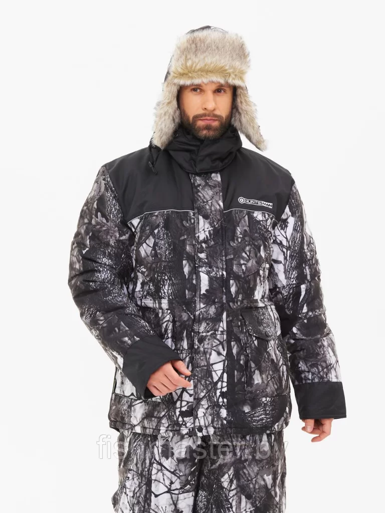 Шапка ушанка зимняя HUNTSMAN Альтаир с маской цвет Белый лес