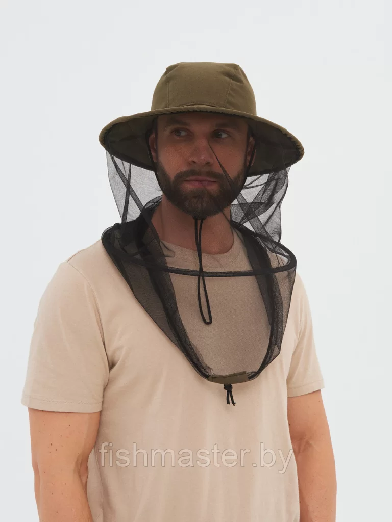 Панама-накомарник HUNTSMAN Антигнус c кольцом цв.Хаки тк.Смесовая