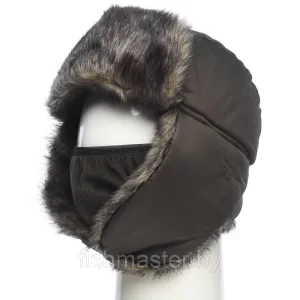 Шапка ушанка зимняя HUNTSMAN Евро Волк с маской Хаки тк Taslan