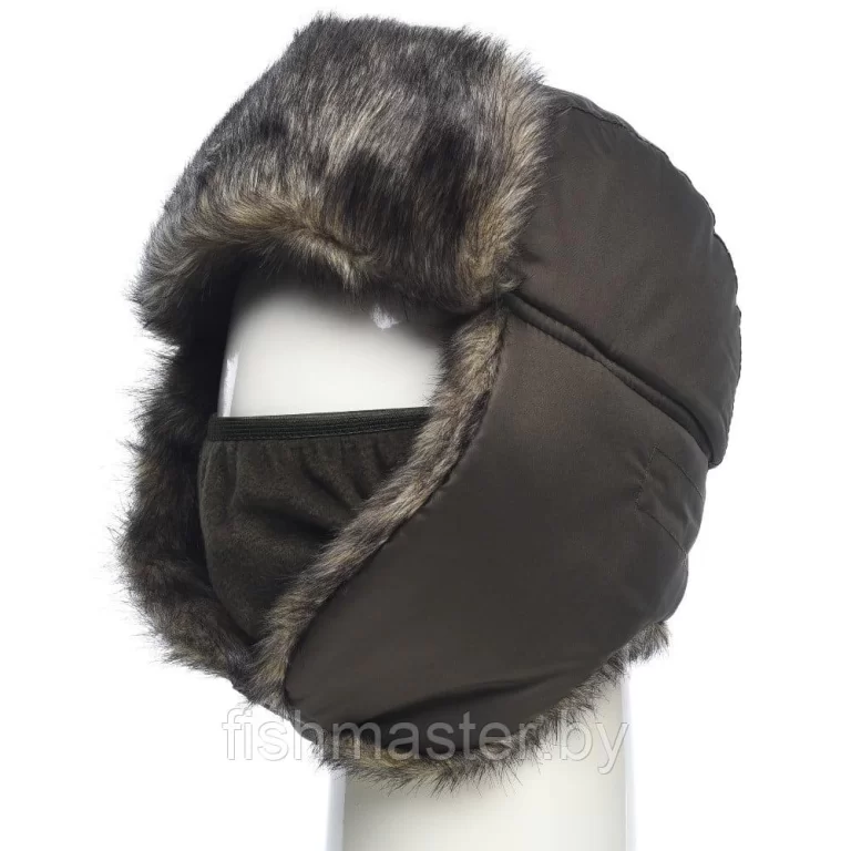 Шапка ушанка зимняя HUNTSMAN Евро Волк с маской Хаки тк Taslan