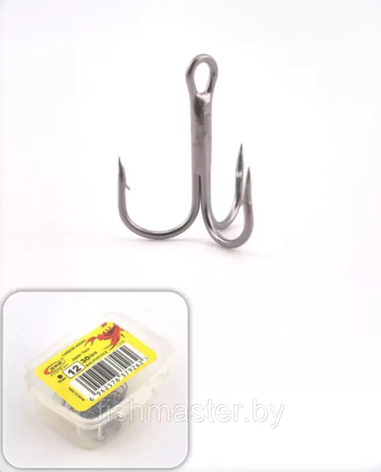 Крючок Scorpion ТРОЙНИК стальной в коробке - в коробке 30 шт