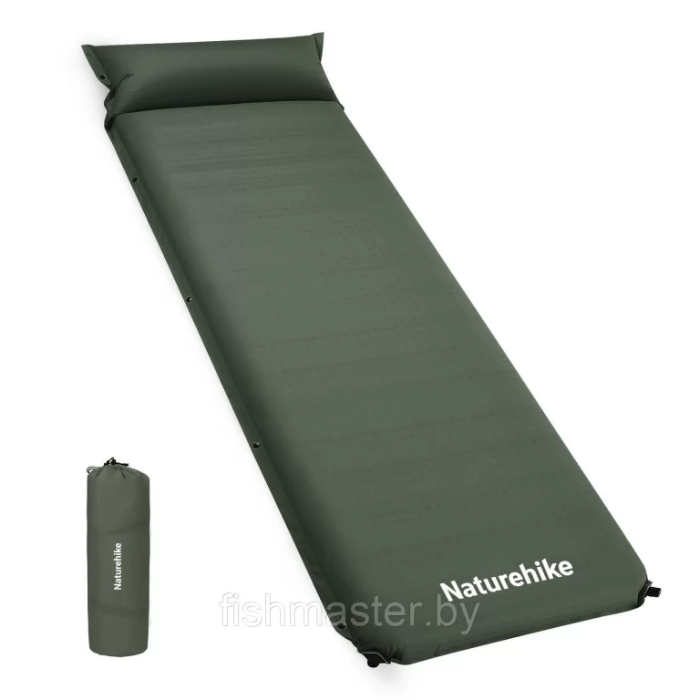 Коврик надувной односпальный Naturehike D04 CNK2450WS020 цвет Хаки чехлом и подушкой