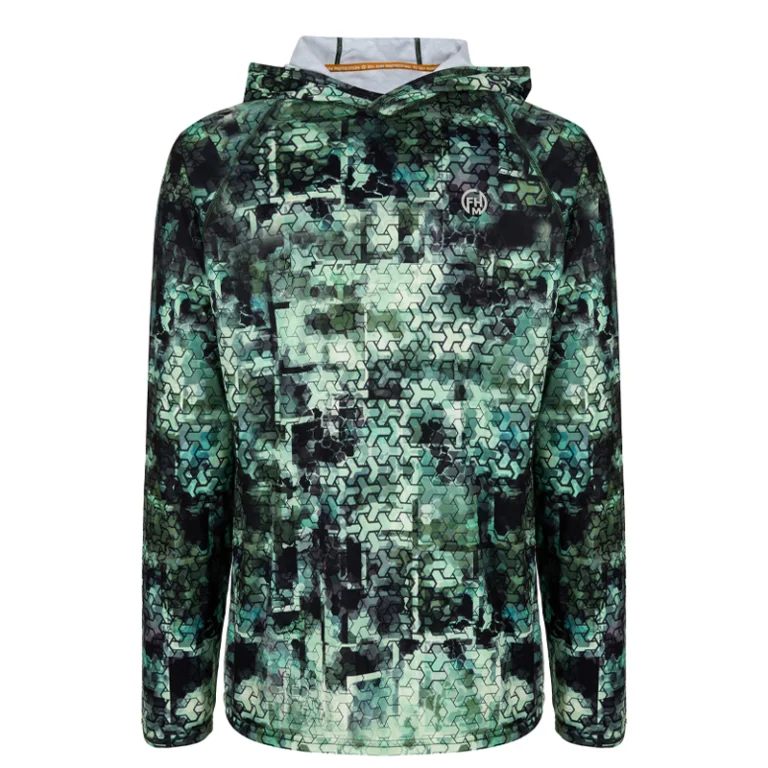 Футболка FHM Mark Hoodie V3 цвет UPF 50+ Хаки принт