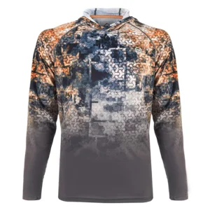 Футболка FHM Mark Hoodie V3 UPF 50+ цвет серо-оранжевый/серый принт