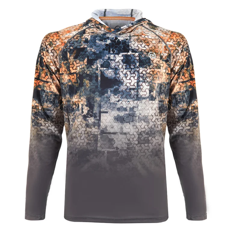 Футболка FHM Mark Hoodie V3 UPF 50+ цвет серо-оранжевый/серый принт